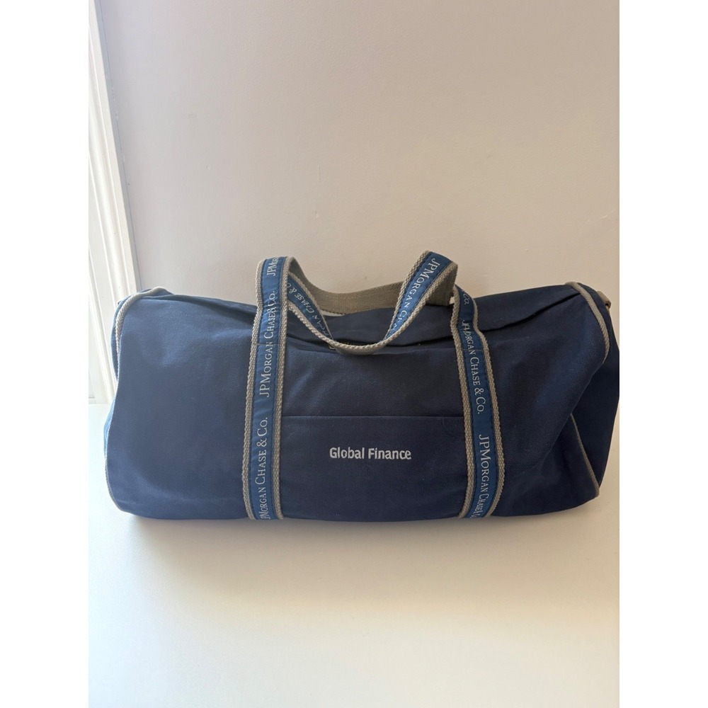 JP Morgan Chase & Co Global Finance Blue Gray Duffle Bag 20" Banker Stock Broker
